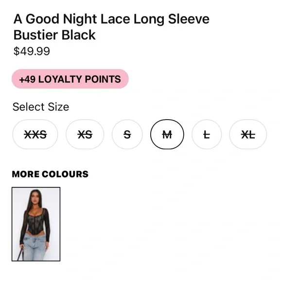 NWT A Good Night Lace Long Sleeve Bustier Black - Picture 5 of 5